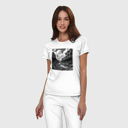 Пижама хлопковая женская Разрушенный город, цвет: белый — фото 2