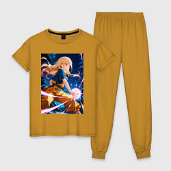 Пижама хлопковая женская Марин Китагава косплей Dragon Ball, цвет: горчичный
