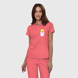 Пижама хлопковая женская BbokAri in pocket, цвет: коралловый — фото 2