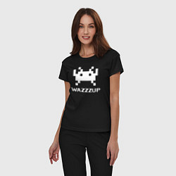 Пижама хлопковая женская Space invader wazzzup, цвет: черный — фото 2