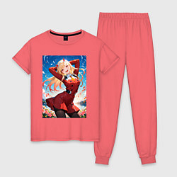 Пижама хлопковая женская Марин Китагава косплей 002 Darling in the Franxx, цвет: коралловый