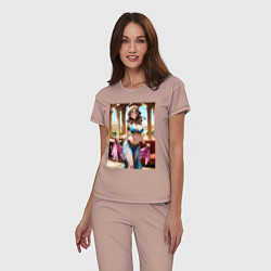 Пижама хлопковая женская Mamako oosuki в одежде танцощицы, цвет: пыльно-розовый — фото 2