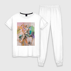 Женская пижама Пастельная тропическая абстракция