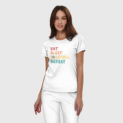 Пижама хлопковая женская Eat sleep volley, цвет: белый — фото 2