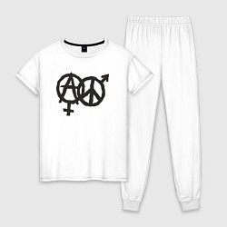 Пижама хлопковая женская Anarchy peace, цвет: белый
