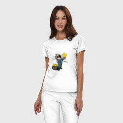 Пижама хлопковая женская Мешок со звёздами, цвет: белый — фото 2