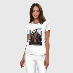 Пижама хлопковая женская Далматинец на улице Нью-Йорка - нейроарт, цвет: белый — фото 2