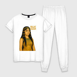 Пижама хлопковая женская Билли Айлиш фараон, цвет: белый