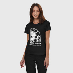 Пижама хлопковая женская Кодзима продакшенс логотип, цвет: черный — фото 2