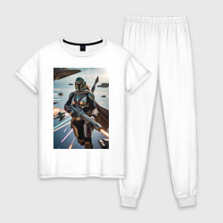Женская пижама Девушка-мандалорец летит в космосе
