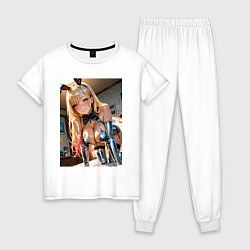 Пижама хлопковая женская Марин Китагава наряде кролика, цвет: белый