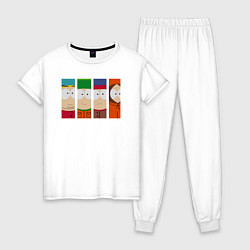 Пижама хлопковая женская Южный Парк главные герои, цвет: белый