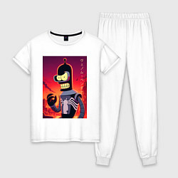 Пижама хлопковая женская Веном Бендер - мем, цвет: белый