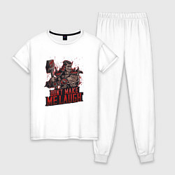 Пижама хлопковая женская Шао Кан не заставляй меня смеяться, цвет: белый