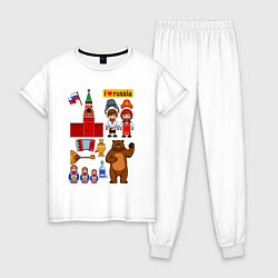 Женская пижама I love Russia, стереотипные символы