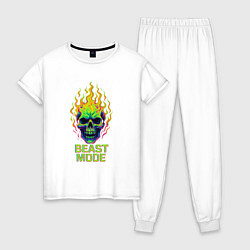 Пижама хлопковая женская Beast mode, цвет: белый