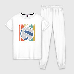 Пижама хлопковая женская Volleyball colors, цвет: белый