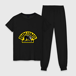 Пижама хлопковая женская HC Boston Bruins Label, цвет: черный