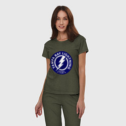 Пижама хлопковая женская HC Tampa Bay Lightning, цвет: меланж-хаки — фото 2