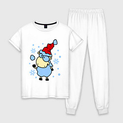 Пижама хлопковая женская Барашек и снежок, цвет: белый