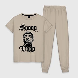 Пижама хлопковая женская Snoop Dogg Face, цвет: миндальный