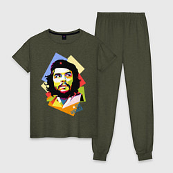 Пижама хлопковая женская Che Guevara Art, цвет: меланж-хаки