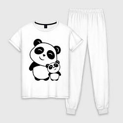 Пижама хлопковая женская Милые панды, цвет: белый