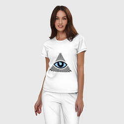 Пижама хлопковая женская Всевидящее око (глаз в треугольнике), цвет: белый — фото 2