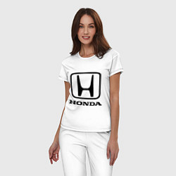 Пижама хлопковая женская Honda logo, цвет: белый — фото 2