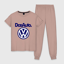 Пижама хлопковая женская Volkswagen Das Auto, цвет: пыльно-розовый