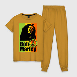 Пижама хлопковая женская Bob Marley: Jamaica, цвет: горчичный