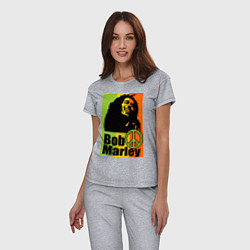 Пижама хлопковая женская Bob Marley: Jamaica, цвет: меланж — фото 2