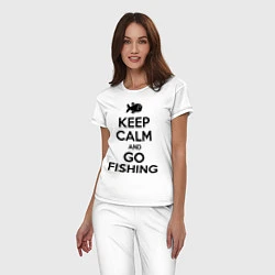 Пижама хлопковая женская Keep Calm & Go fishing, цвет: белый — фото 2