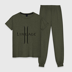 Пижама хлопковая женская Lineage logo, цвет: меланж-хаки