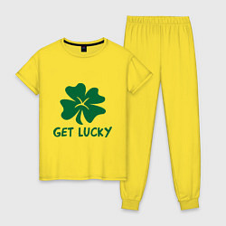 Пижама хлопковая женская Get lucky, цвет: желтый