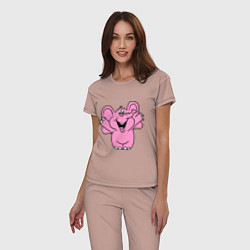 Пижама хлопковая женская Розовый слон, цвет: пыльно-розовый — фото 2