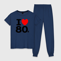 Пижама хлопковая женская I Love 80s, цвет: тёмно-синий