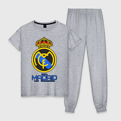 Пижама хлопковая женская Real Madrid, цвет: меланж
