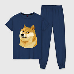 Пижама хлопковая женская Doge, цвет: тёмно-синий