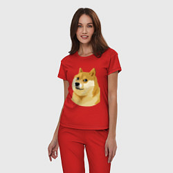 Пижама хлопковая женская Doge, цвет: красный — фото 2