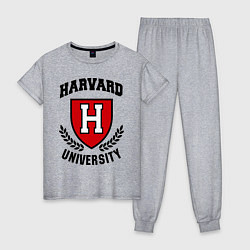 Пижама хлопковая женская Harvard University, цвет: меланж