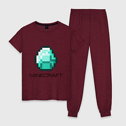Пижама хлопковая женская Minecraft Diamond, цвет: меланж-бордовый