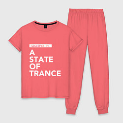 Пижама хлопковая женская Together in A State of Trance, цвет: коралловый