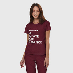 Пижама хлопковая женская Together in A State of Trance, цвет: меланж-бордовый — фото 2
