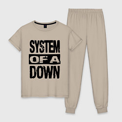 Пижама хлопковая женская System Of A Down, цвет: миндальный