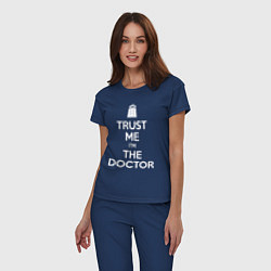 Пижама хлопковая женская Trust me Im the doctor, цвет: тёмно-синий — фото 2