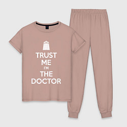 Пижама хлопковая женская Trust me Im the doctor, цвет: пыльно-розовый
