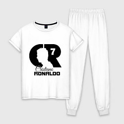 Пижама хлопковая женская CR Ronaldo 07, цвет: белый