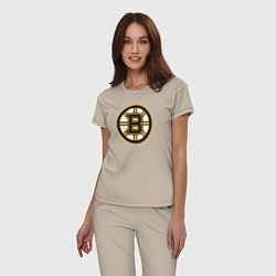 Пижама хлопковая женская Boston Bruins, цвет: миндальный — фото 2