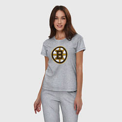 Пижама хлопковая женская Boston Bruins, цвет: меланж — фото 2